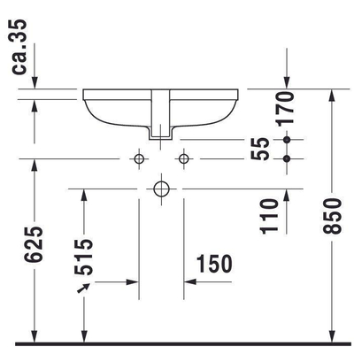 Duravit Happy d.2 inbouw wastafel 48x38,5 cm Gliss wit