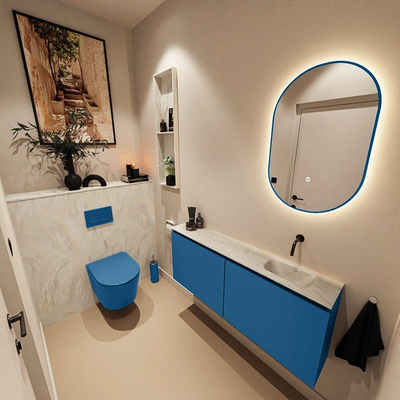 MONDIAZ TURE-DLUX 120cm toiletmeubel Jeans. EDEN wastafel Ostra positie rechts. Zonder kraangat.