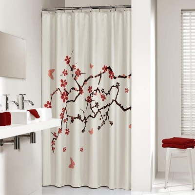 Sealskin Blossom Douchegordijn Polyester 180x200 cm Rood