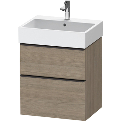 Duravit D-Neo wastafelonderkast 58.4x62.5x44.2cm 2 lades Eiken (terra) Mat