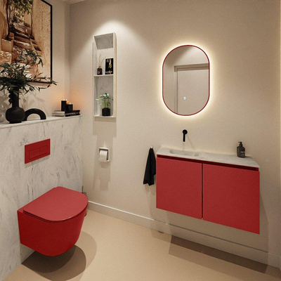 MONDIAZ TURE-DLUX 80cm toiletmeubel Fire. EDEN wastafel Opalo positie links. Zonder kraangat.