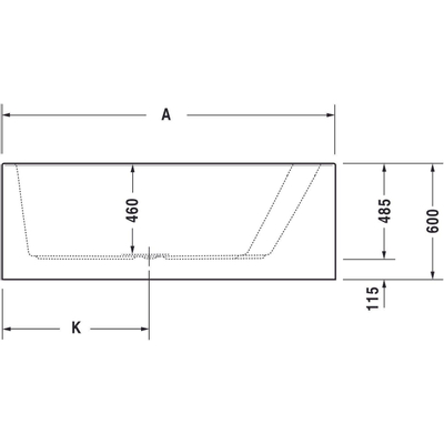 Duravit Paiova bad acryl afgeschuind 170x130x46cm rechts met aangevormd paneel en frame wit