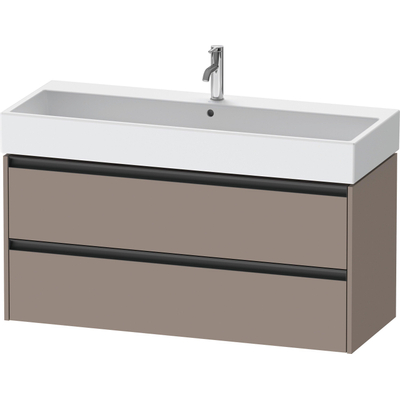 Duravit Ketho 2 wastafelonderbouwkast met 2 laden voor enkele wastafel 118.4x46x54.9cm met grepen antraciet basalt mat