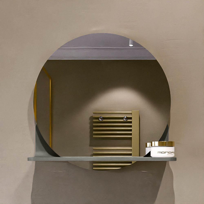 Mondiaz SPOT Badkamerspiegel - rond 40cm - spiegelplanchet - kleur Smoke