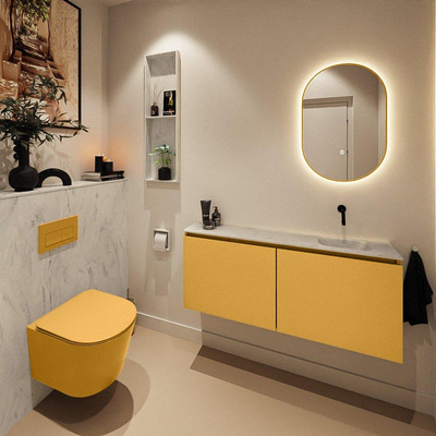 MONDIAZ TURE-DLUX 120cm toiletmeubel Ocher. EDEN wastafel Opalo positie rechts. Zonder kraangat.