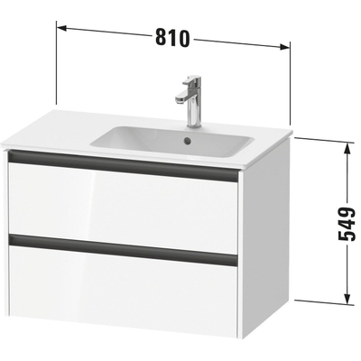 Duravit Ketho 2 wastafelonderbouwkast met 2 laden voor waskom rechts 81x48x54.9cm met grepen antraciet basalt mat