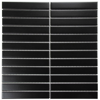 The Mosaic Factory Sevilla mozaïektegel - 29.6x30cm - wand en vloertegel - Rechthoek - Porselein Black Mat