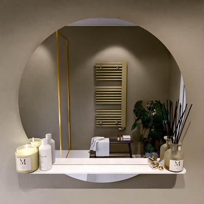 Mondiaz SPOT Badkamerspiegel - rond 90cm - spiegelplanchet - kleur Talc