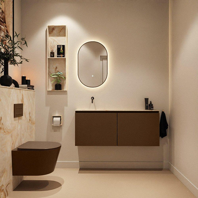 MONDIAZ TURE-DLUX 120cm toiletmeubel Rust. EDEN wastafel Frappe positie links. Zonder kraangat.