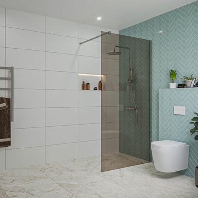 Fortifura Galeria inloopdouche - 100x200cm - rookglas - wandarm - chroom