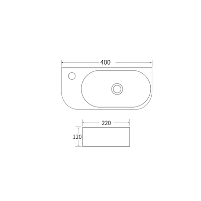 QeramiQ Pure Fontein - 40x22x12cm - Links - Glad - halfrond - 1 kraangat - Keramiek - Wit Mat