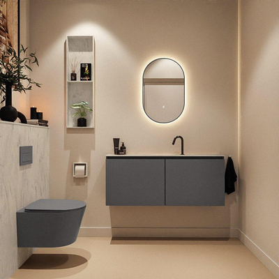 MONDIAZ TURE-DLUX 120cm toiletmeubel Dark Grey. EDEN wastafel Opalo positie midden. Met 1 kraangat.