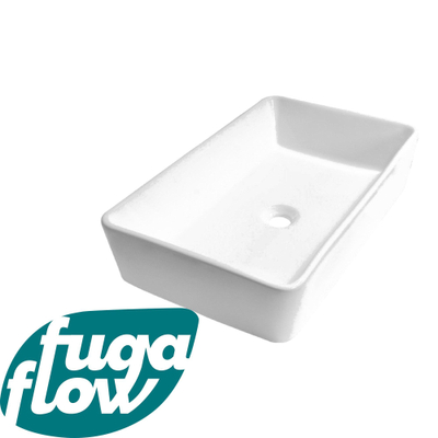 FugaFlow Efficiente Arredo Waskom opbouw - 60x37x13cm - zonder overloop - rechthoek - keramiek - glanzend wit