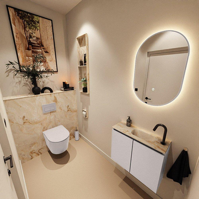 MONDIAZ TURE-DLUX 60cm toiletmeubel Cale. EDEN wastafel Frappe positie rechts. Met 1 kraangat.