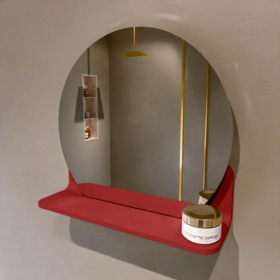 Mondiaz SPOT Badkamerspiegel - rond 40cm - spiegelplanchet - kleur Fire
