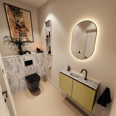 MONDIAZ TURE-DLUX 80cm toiletmeubel Oro. EDEN wastafel Glace positie midden. Met 1 kraangat.