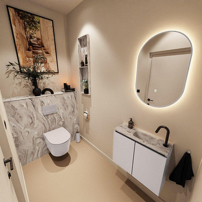 MONDIAZ TURE-DLUX 60cm toiletmeubel Cale. EDEN wastafel Glace positie rechts. Met 1 kraangat.