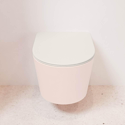 MONDIAZ LAVIE wandclosetpack - 36x53cm - diepspoel - rimless - Rosee (roze) - softclose - quick-release - toiletzitting - Linen (offwhite)