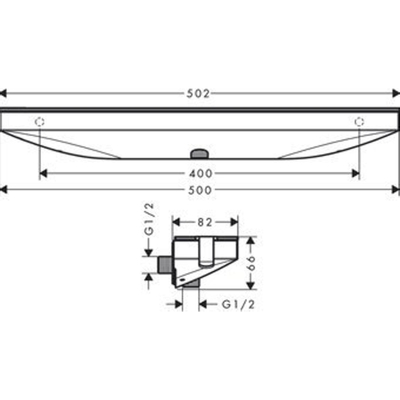 Hansgrohe Fixfit Porter 500 muuraansluiting m. planchet met douchehouder links 50.2x8.2cm chroom