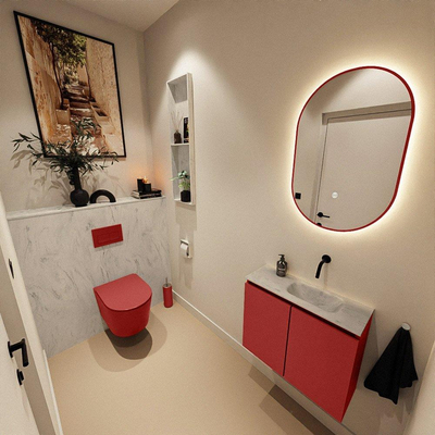 MONDIAZ TURE-DLUX 60cm toiletmeubel Fire. EDEN wastafel Opalo positie rechts. Zonder kraangat.