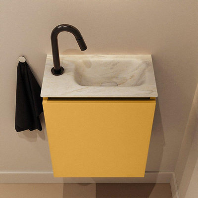 MONDIAZ TURE-DLUX 40cm toiletmeubel Ocher. EDEN wastafel Ostra positie rechts. Met 1 kraangat.