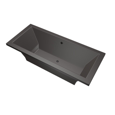 Xenz Society ligbad - 170x75cm - met overloop - zonder afvoer - Acryl Antraciet Mat