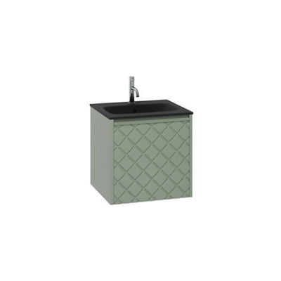 Crosswater Vergo Badkamermeubelset - 49.8x47.6x45.5cm - 1 wasbak glas zwart - 1 kraangat - 1 lade - sage green