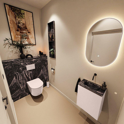 MONDIAZ TURE-DLUX 40cm toiletmeubel Rosee. EDEN wastafel Lava positie midden. Zonder kraangat.