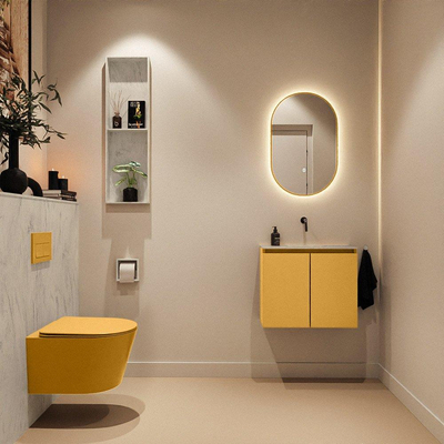 MONDIAZ TURE-DLUX 60cm toiletmeubel Ocher. EDEN wastafel Opalo positie midden. Zonder kraangat.