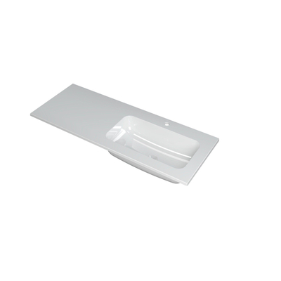 INK Faktor wastafel - 120x45x1.5cm - 1 wasbak rechts - 1 kraangat - polystone wit glans
