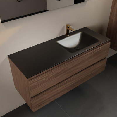 Mondiaz Aivy badmeubelset - 120x45x50cm - 1 kraangat - 1 wasbak urban Solid surface - Rechts - 2 lades - Zonder spiegel - Melamine Mocha