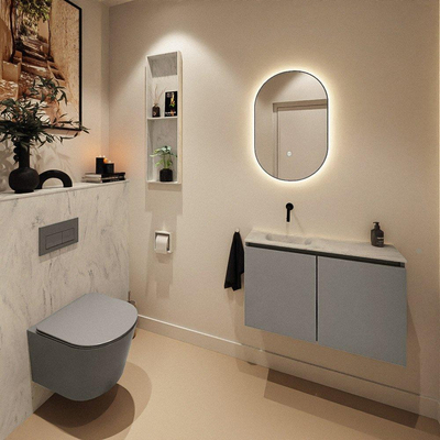 MONDIAZ TURE-DLUX Toiletmeubel - 80cm - Smoke - EDEN - wastafel Opalo - positie links - Zonder kraangat