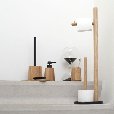 Sealskin Earth Badkamerset - Zeepdispenser 150 ml - Tandenborstelbeker - Eiken