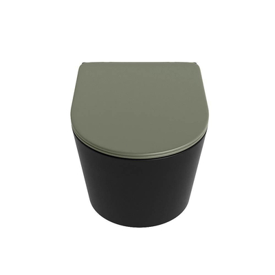 MONDIAZ LAVIE wandclosetpack - 36x53cm - diepspoel - rimless - Urban (zwart) - softclose - quick-release - toiletzitting - Army (groen)