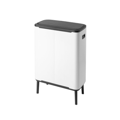 Brabantia Bo Touch Bin Hi Afvalemmer - 2x30 liter - 2 kunststof binnenemmers - wit