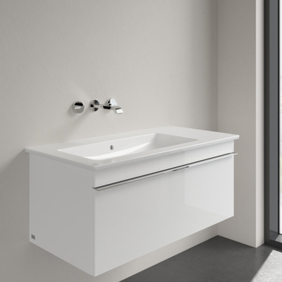 Villeroy en Boch Venticello meubelwastafel met wasbak links zonder kraangat 100x50cm met overloop ceramic+ wit