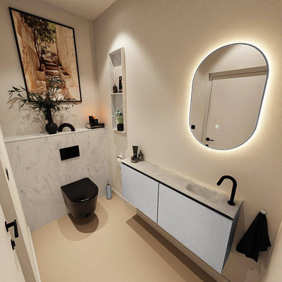 MONDIAZ TURE-DLUX 120cm toiletmeubel Plata. EDEN wastafel Opalo positie rechts. Met 1 kraangat.