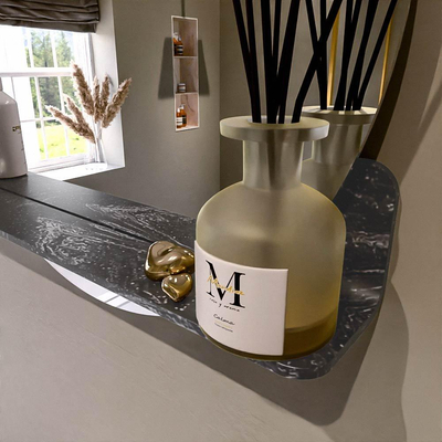 Mondiaz SPOT Badkamerspiegel - rond 70cm - spiegelplanchet - kleur Lava