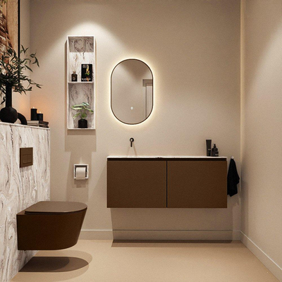 MONDIAZ TURE-DLUX 120cm toiletmeubel Rust. EDEN wastafel Glace positie links. Zonder kraangat.