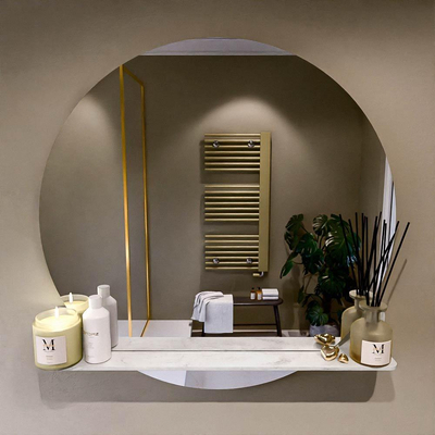 Mondiaz SPOT Badkamerspiegel - rond 90cm - spiegelplanchet - kleur Opalo