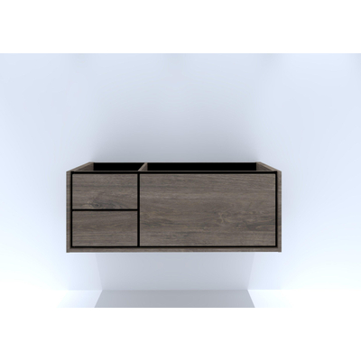 HR Badmeubelen Rize wastafelkast - 2 laden links (40cm)/1 hoge lade rechts (80cm) - greeploos push2open - 120 x 45 x 45 cm - espresso