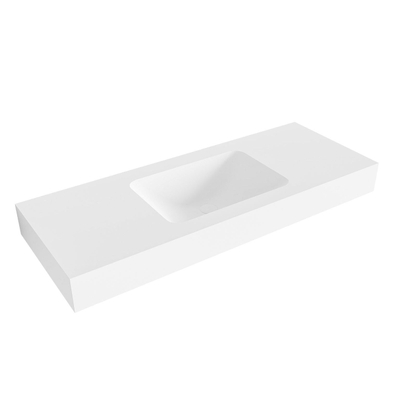 Mondiaz LEAF Vrijhangende wastafel - 120cm - wasbak midden - rand 12cm - Solid surface Talc