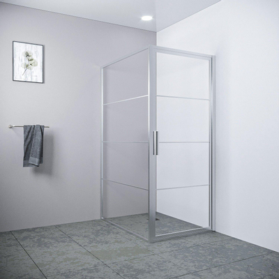 Saniclass Colorem douchecabine 90x100x200cm 8mm helder nano coating glas met frame geborsteld rvs