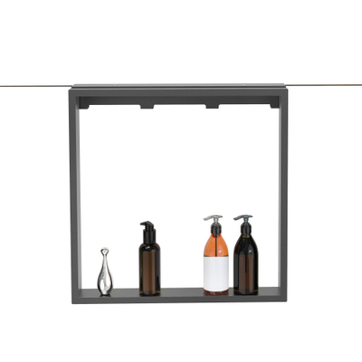 Fortifura Galeria schap met 4 haken - voor douchewand - 50x50x6.5cm - gunmetal