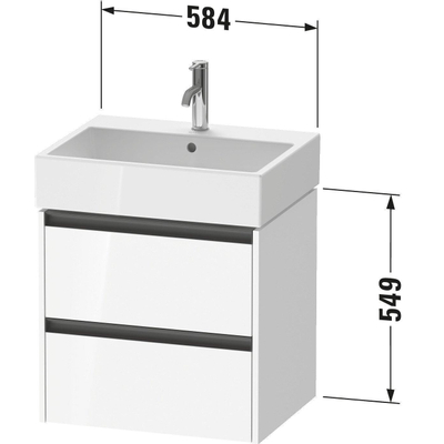 Duravit Ketho 2 wastafelonderbouwkast met 2 laden 58.4x46x54.9cm met grepen antraciet basalt mat