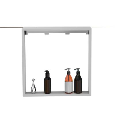 Fortifura Galeria schap met 4 haken - voor douchewand - 50x50x6.5cm - mat wit