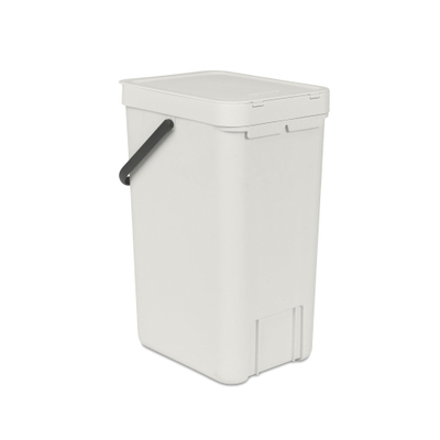 Brabantia Sort & Go Afvalemmer - 16 liter - hengsel - met beugel - light grey