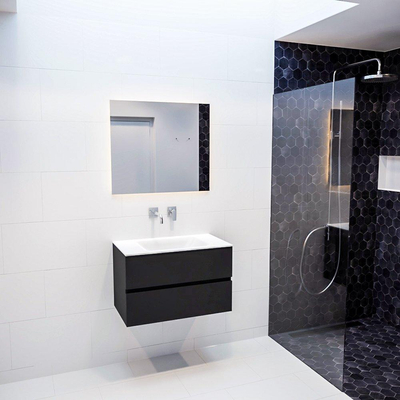 MONDIAZ VICA Badkamermeubelset - 80cm - 2 lades - wasbak Cloud midden - 0 kraangaten - solid surface urban