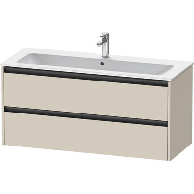 Duravit Ketho 2 wastafelonderbouwkast met 2 laden voor enkele wastafel 121x48x55cm met grepen antraciet taupe supermat