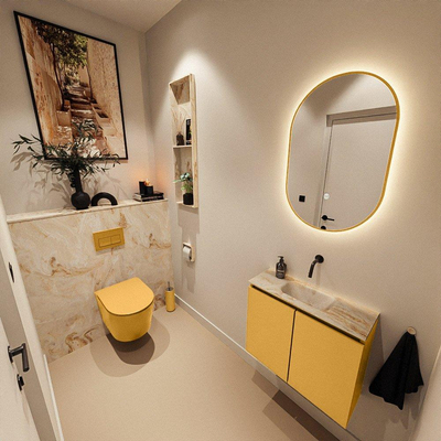 MONDIAZ TURE-DLUX 60cm toiletmeubel Ocher. EDEN wastafel Frappe positie midden. Zonder kraangat.